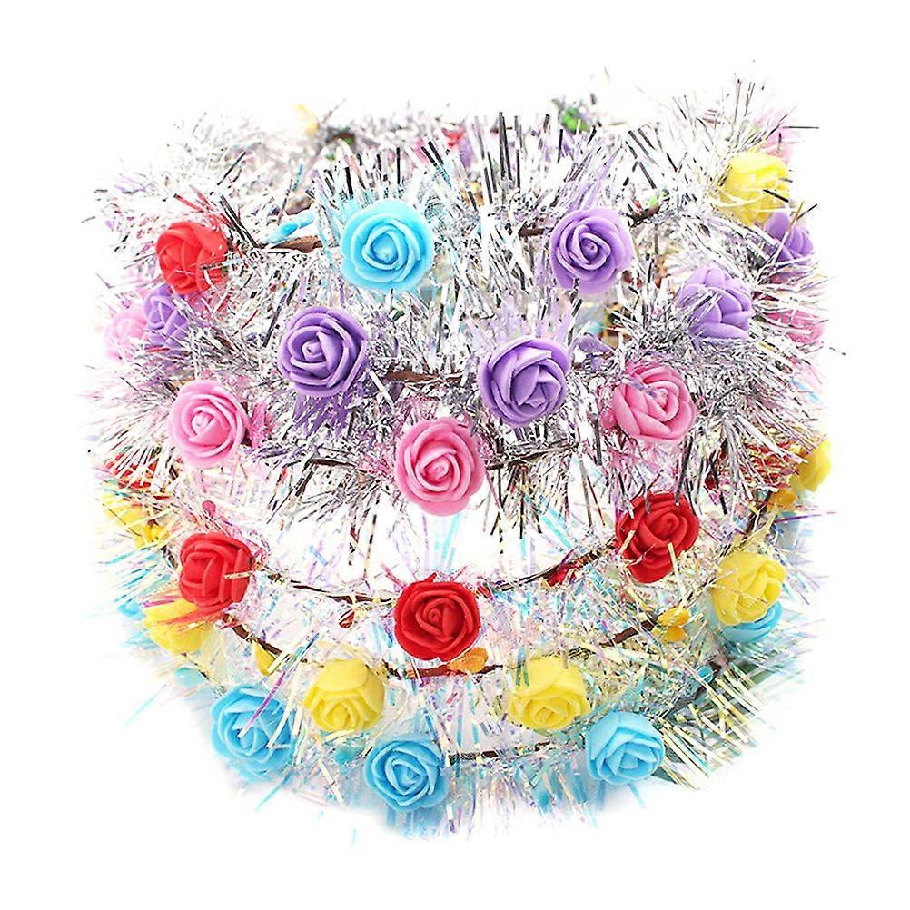 Bride Headband Handmade Wreath with Light Simulation Rose 12Pcs Set