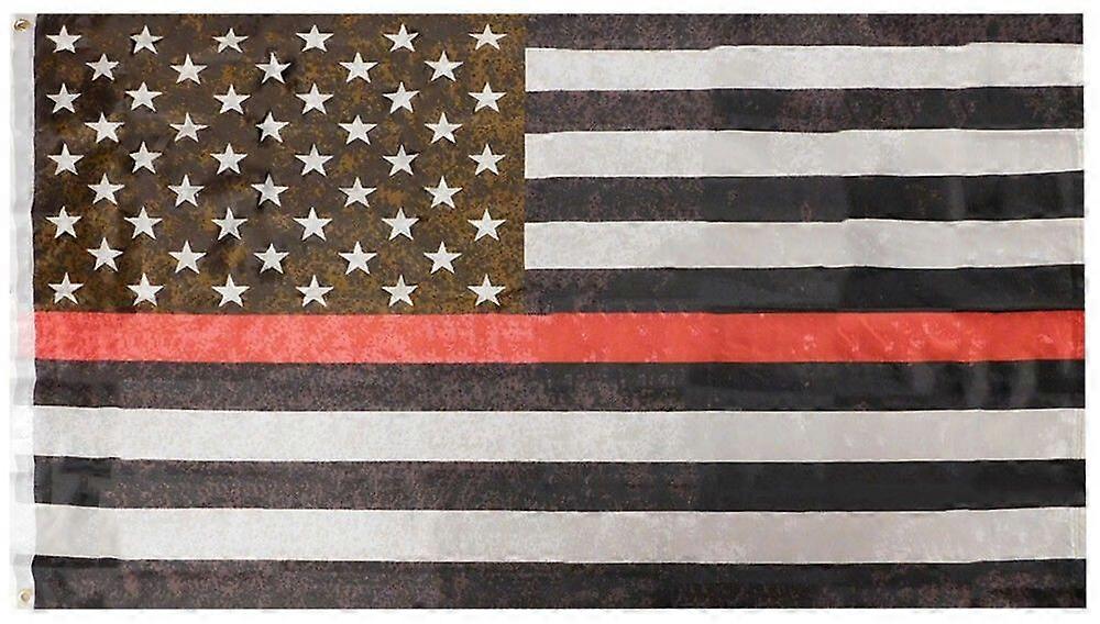 Thin Red Line Distressed American Flag FT Polyester Flag XM 491