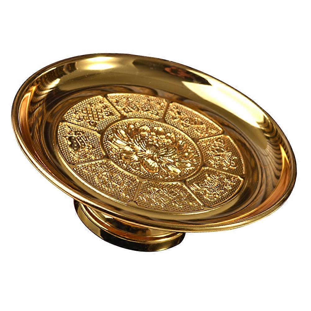 Sacrificial Fruit Holder Lotus Shape Design 19.5X19.5cm Golden Ideal For Home Use And Temple Decoration 1Set