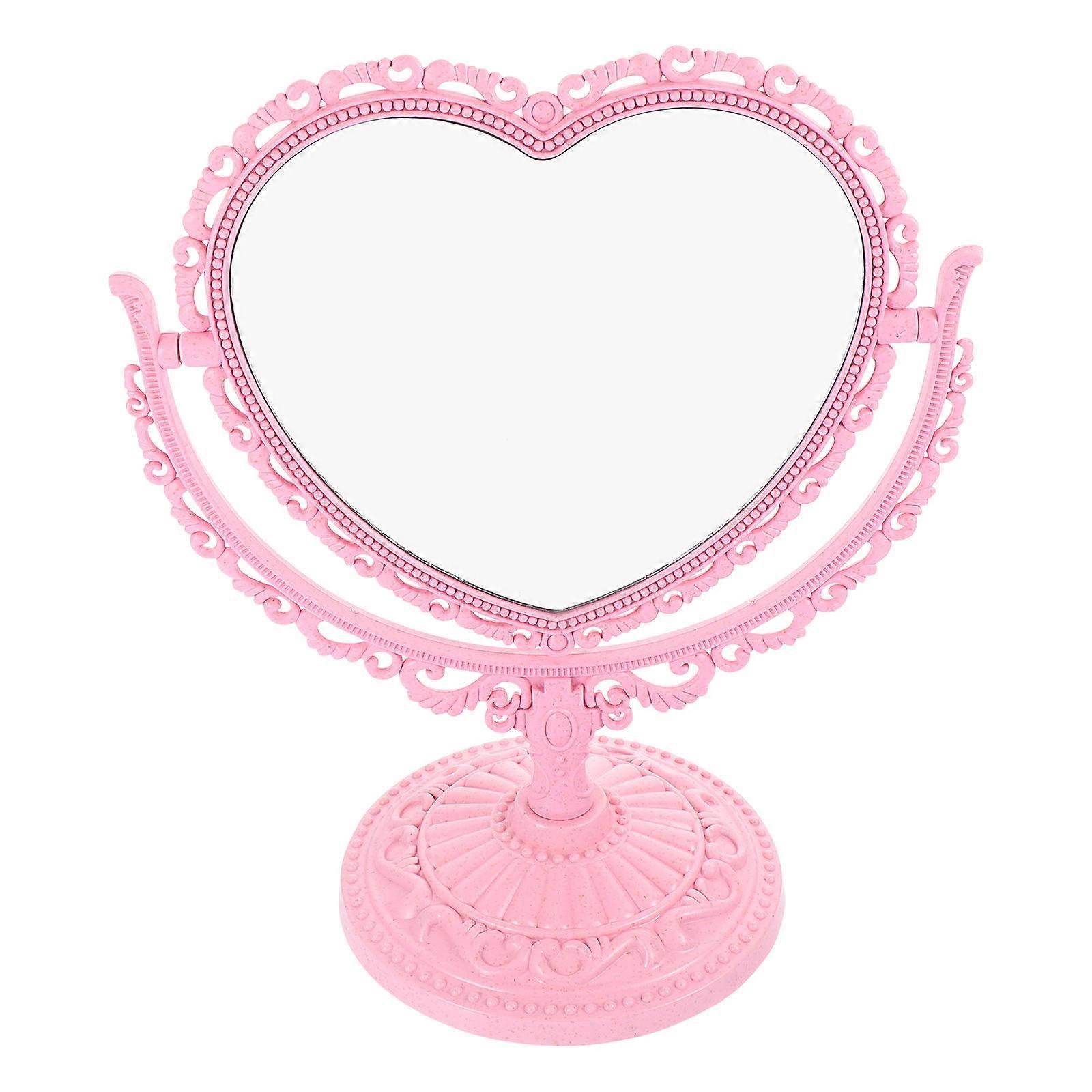 Heart-Shaped Vintage Double-Side Mirror for Desktop Use 4Pcs Creative Style