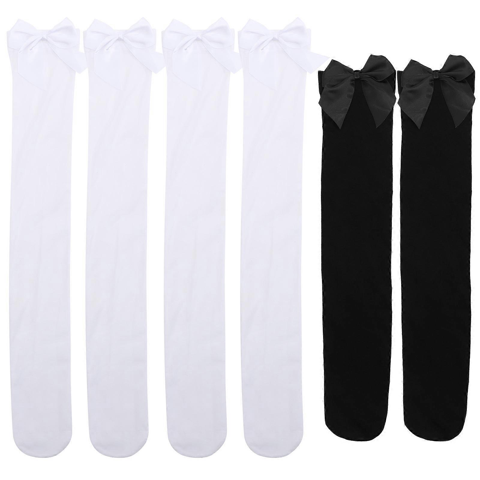 Women Stockings Knee High Socks Bow Style Long Socks 6Pairs