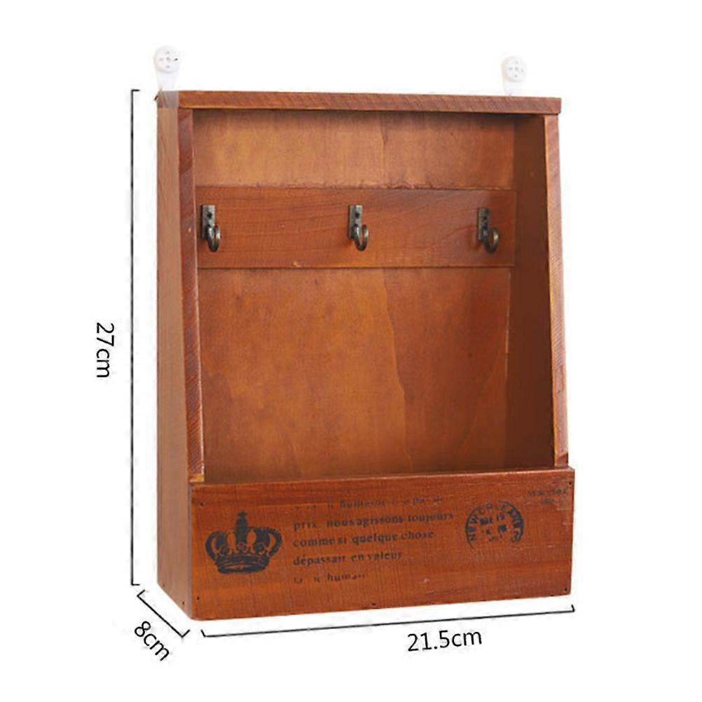 Key Storage Box Wood Holder for Key Storage 2Pcs Retro Brown Wall Hanger