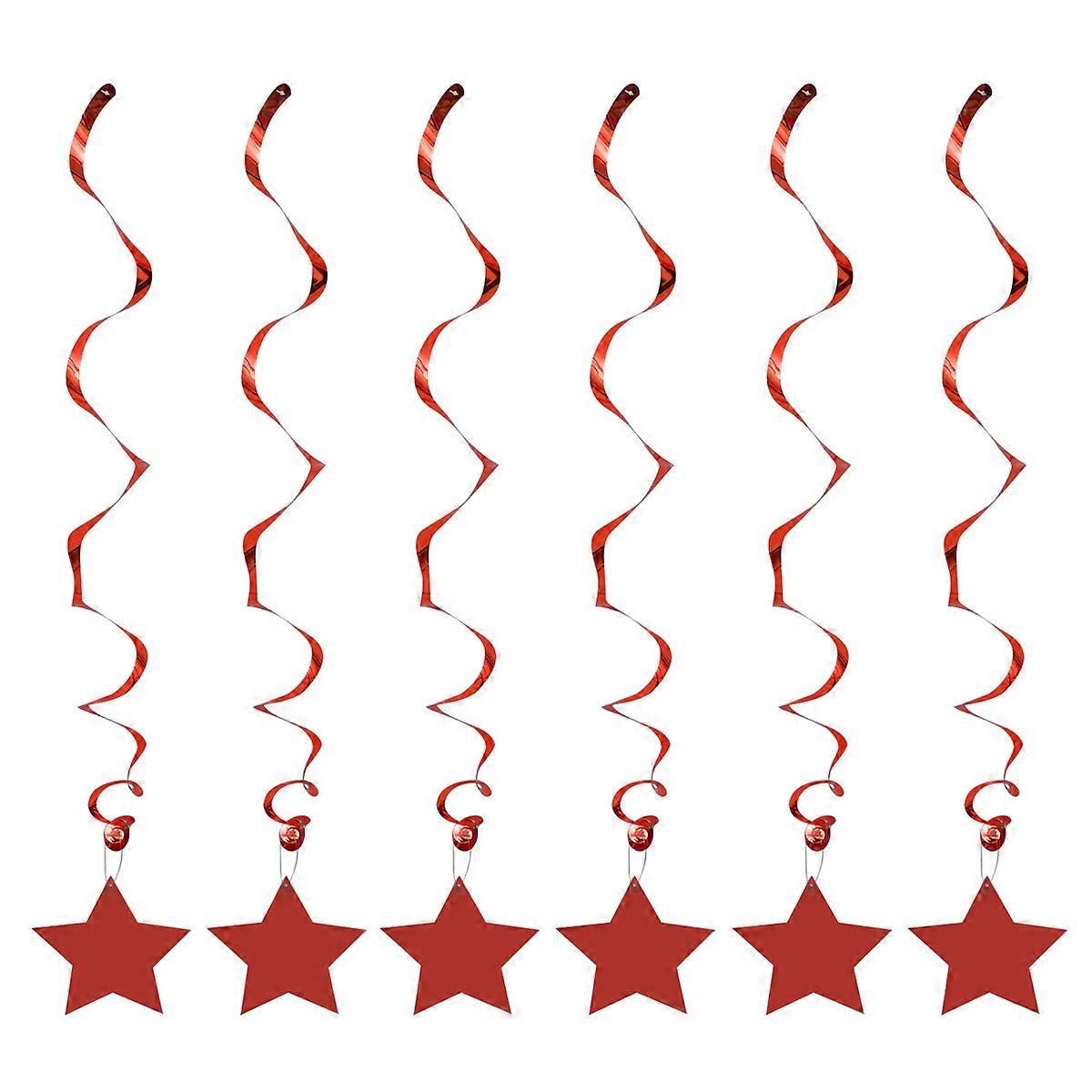 Red Ceiling Streamers for 18Pcs Star Shaped Hanging Swirls