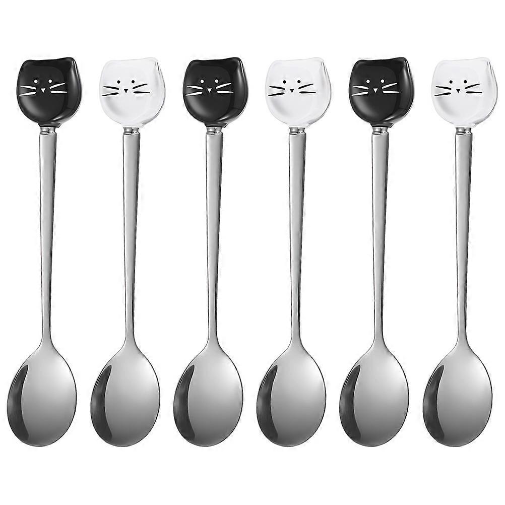 Lovely Cat Ice Cream Spoons 18Pcs Assorted Color Dessert Utensils For Stirring Sugar For Dining Halls