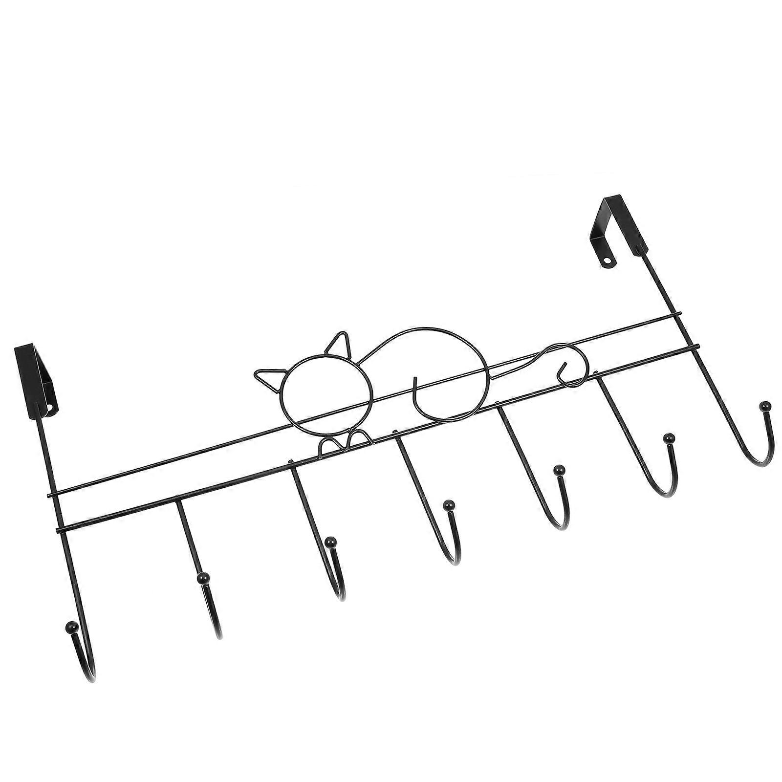 Black Iron Door Back Hook for Over Door Hanging Clothes 5Pcs