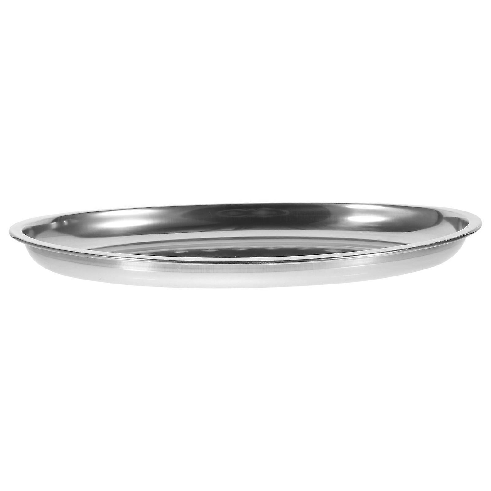 Silver Stainless Steel Oval Serving Plate for Restaurant Use 2Pcs