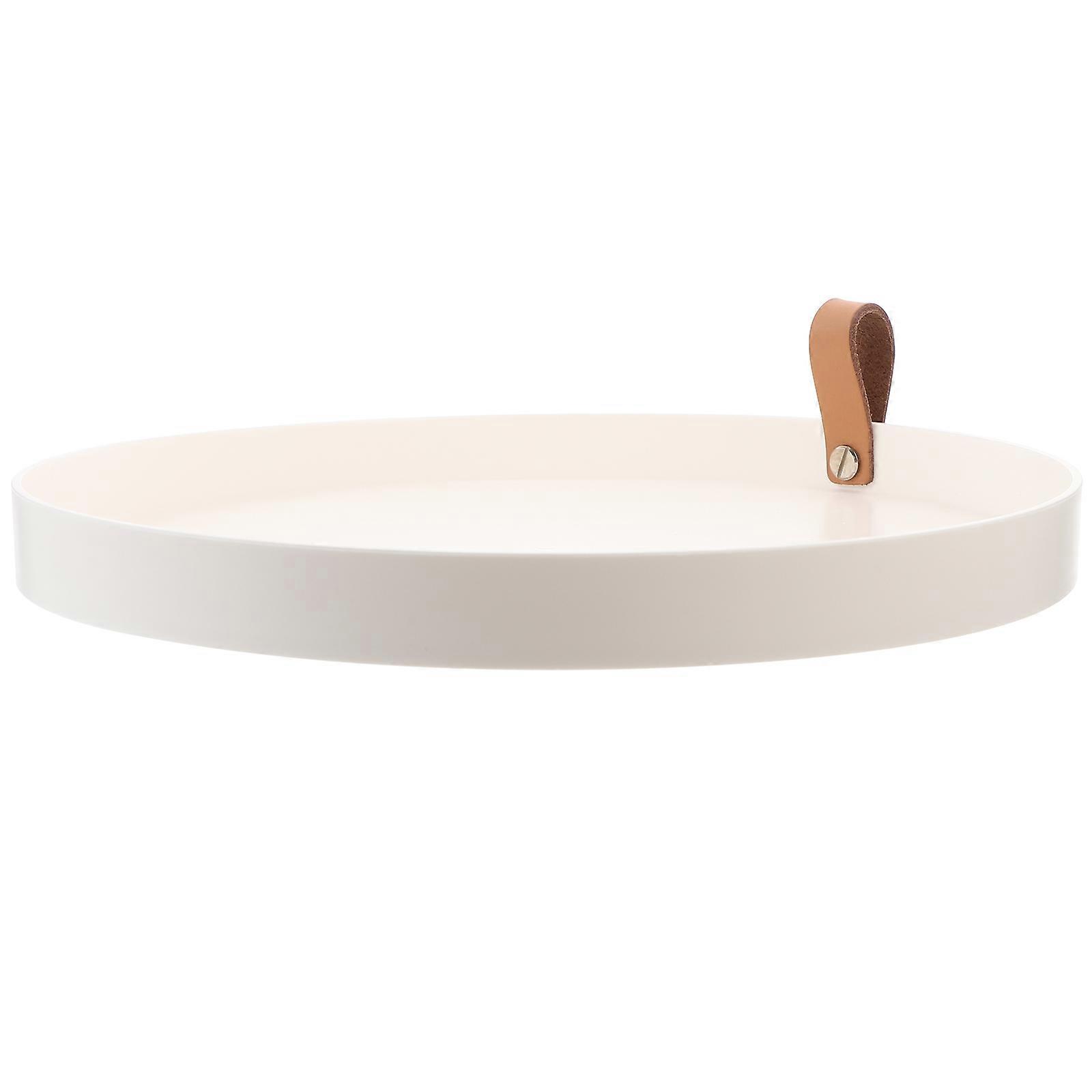 Round Vanity Tray Household Round Tray for Serving 3Pcs White Handheld