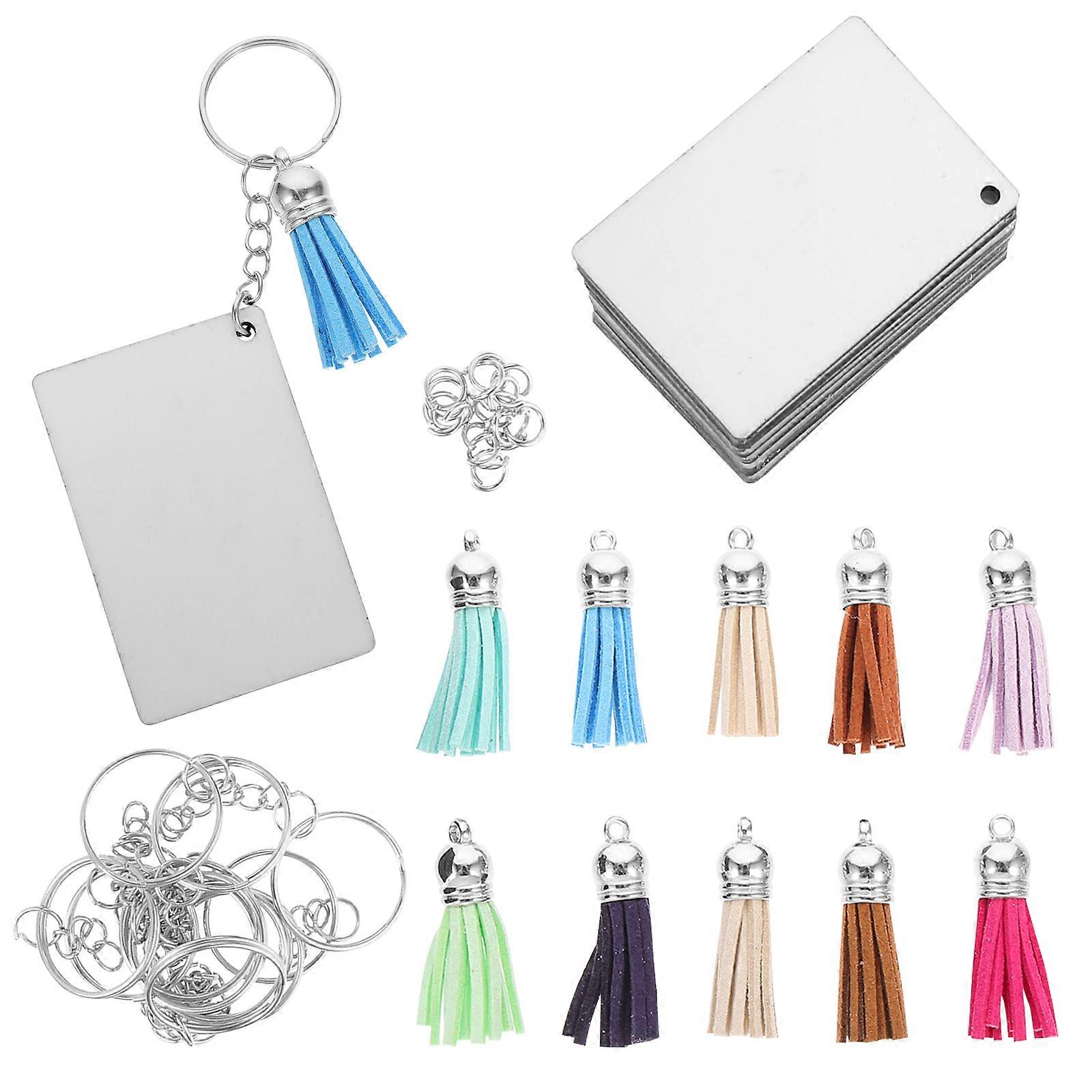 Sublimation Keychain Sets 10 Sets for Craft Projects Multi Pet Flannel Nickel Plated Printing