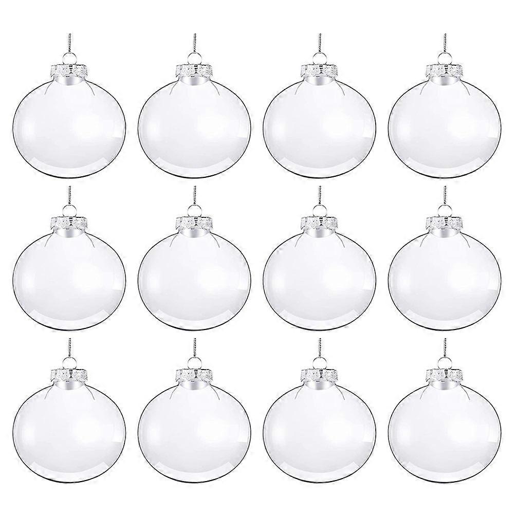 Empty Christmas Balls Transparent Plastic Ornaments for Decoration 48Pcs