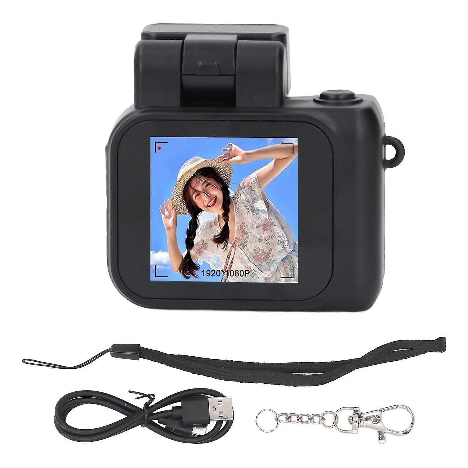 1080P HD Small Digital Camera 2MP 3760x2128 160 Degree Wide Angle Lens 6 Filters Pocket Camera with Hand Strap Keychain for Video Recording No Memory