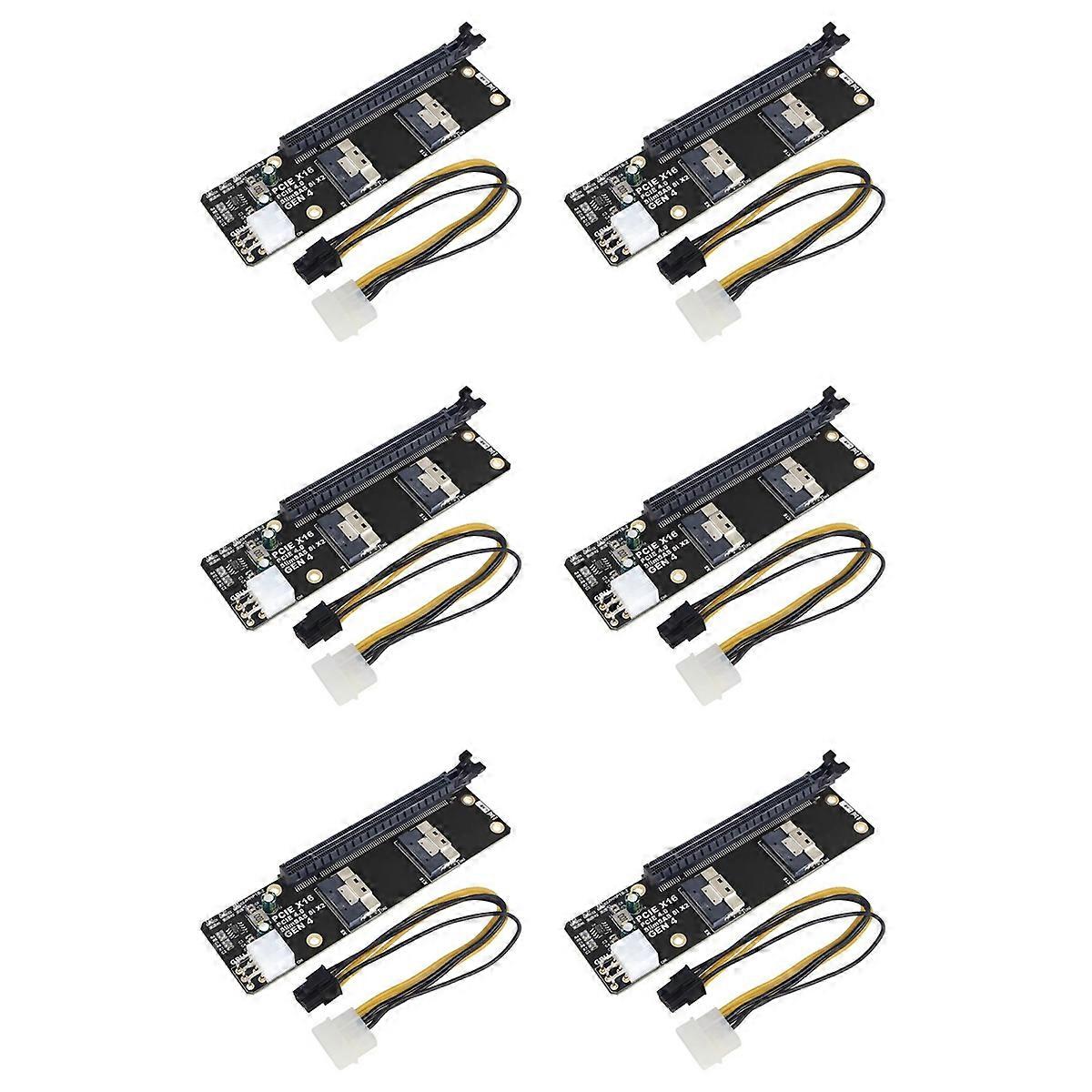 6X 2 Port SlimSAS 8i X2 to PCIe 4.0 X16 Slot Adapter Card SFF8654 Riser Card GEN4 for Network Graphi