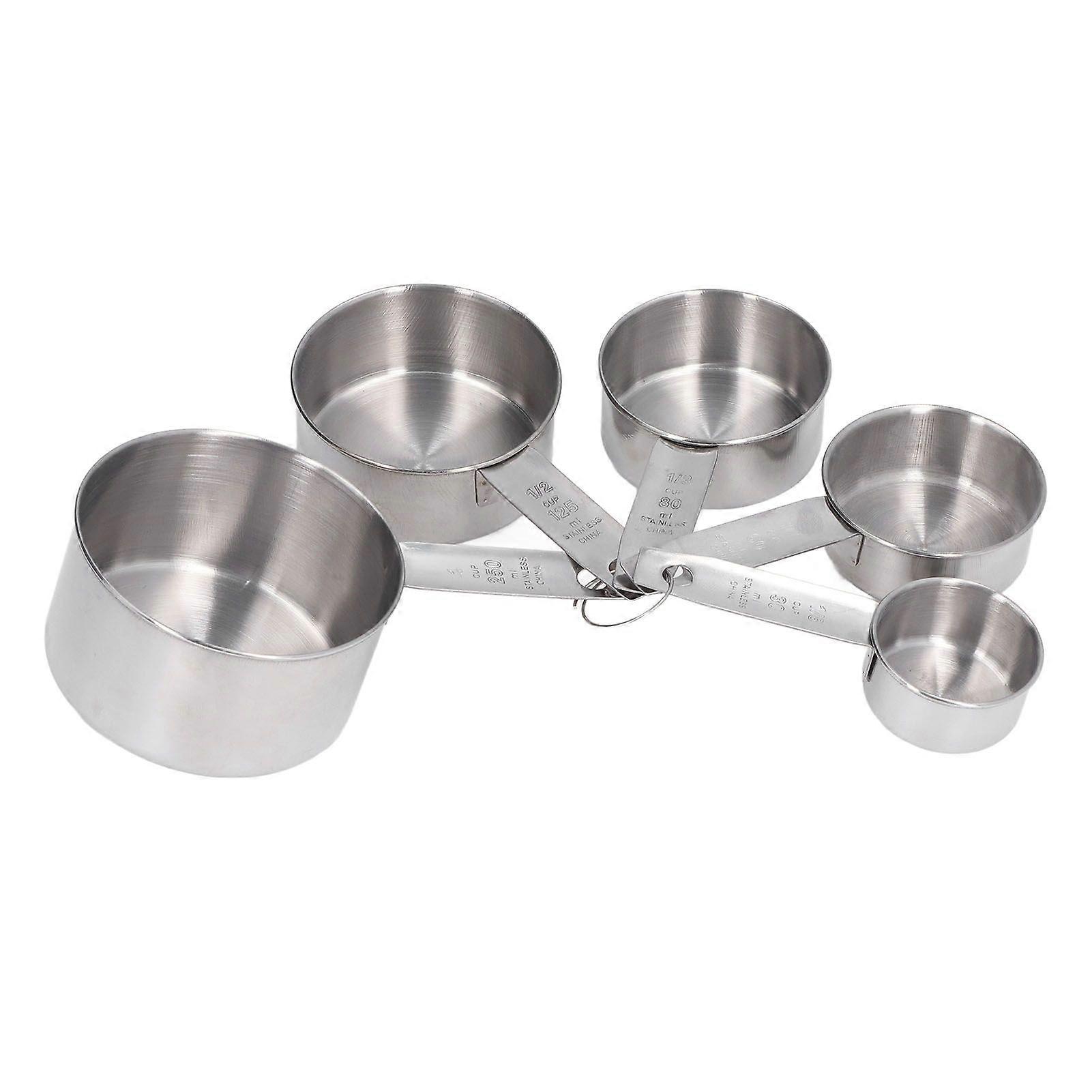 5pcs Stackable Stainless Steel Measuring Cups Set with Scale Kitchen Cooking Baking Tool