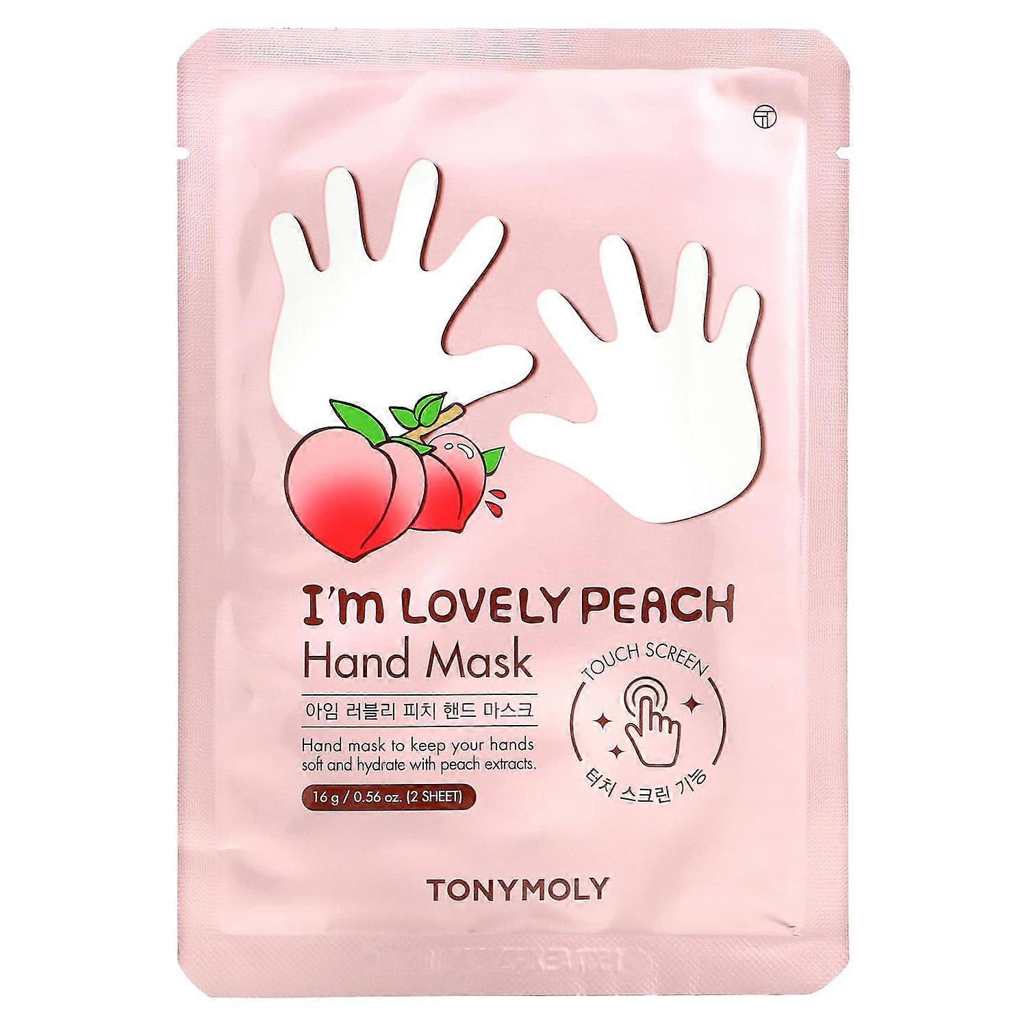Tony Moly, Είμαι υπέροχο ροδάκινο, μάσκα χεριών, 1 ζευγάρι, 0,56 ουγκιές (16 γρ.)