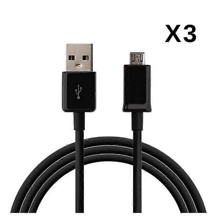[Compatible Samsung Galaxy NOTE 1 - NOTE 2 - NOTE 3LITE - NOTE 4] Lot of 3 Black USB Charger Cables