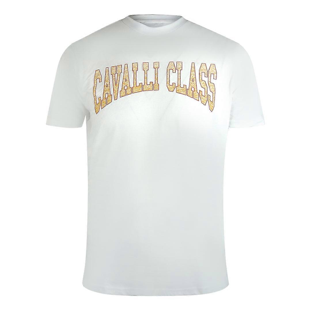 Cavalli Class Varsity Logo Off White T-Shirt