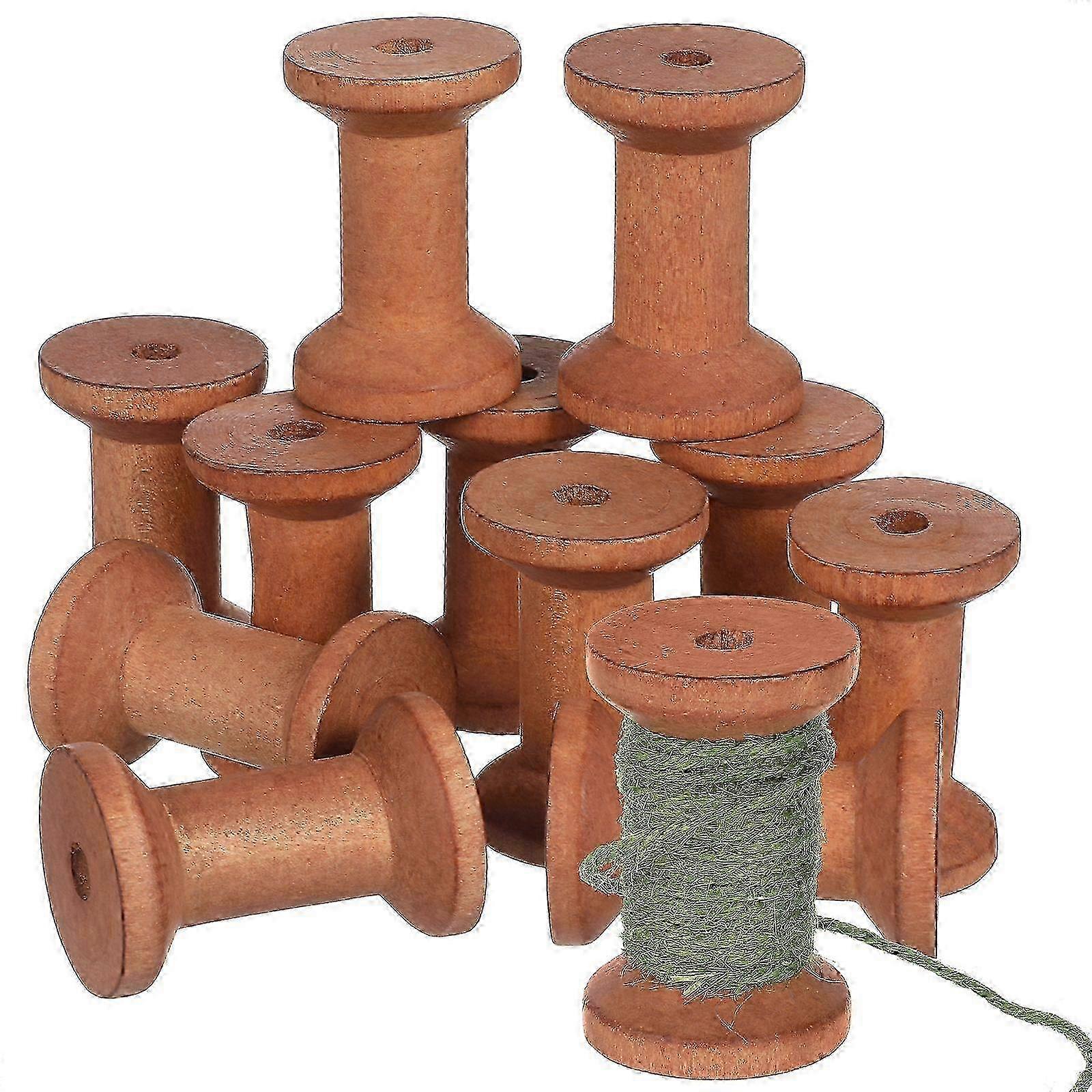 20 Pcs Wooden Thread Spool Holders Empty Yarn and Ribbon Spools for Sewing Needs 26s