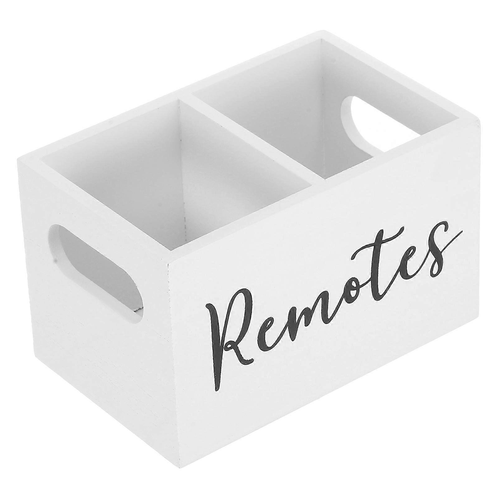White Wooden Remote Control Holder for Storage 5Pcs Desk Organizer Box