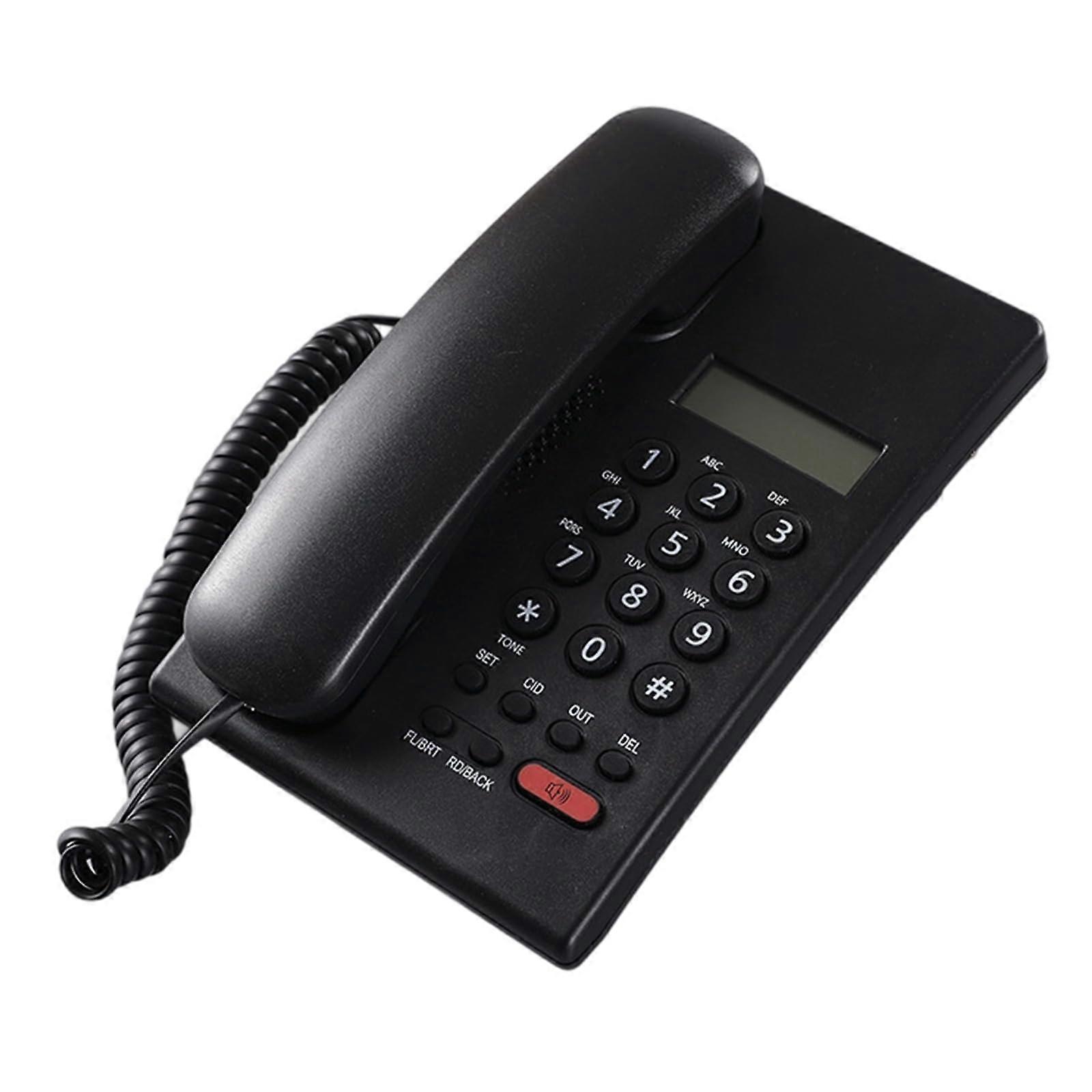 Landline Telephone Corded Desktop Large Button Phone For Seniors With Call Display Caller ID Home Office Black