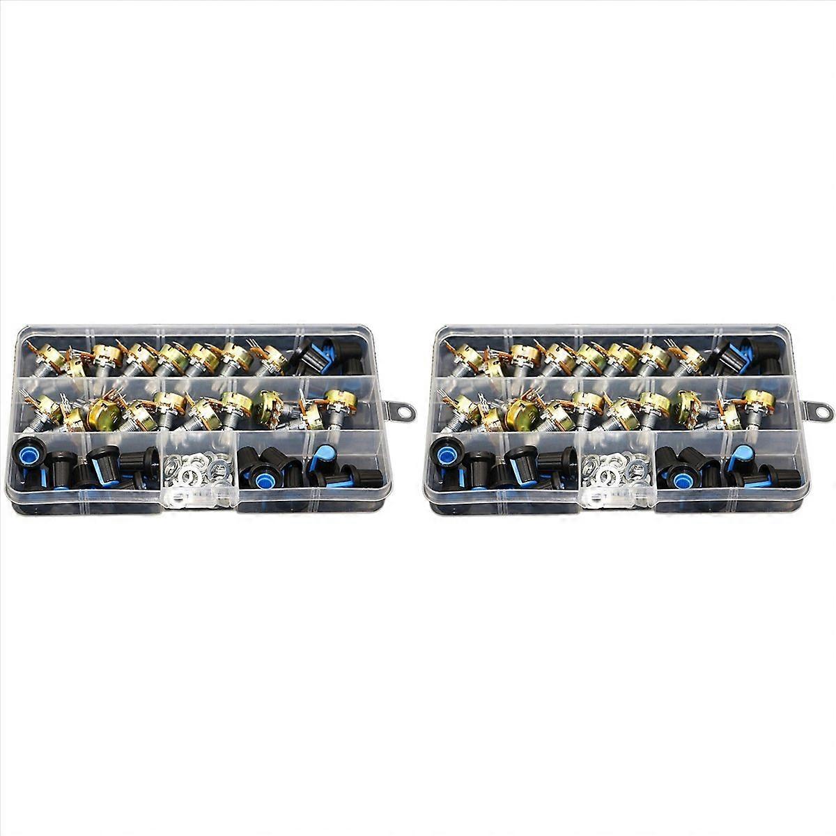 36Pcs WH148 Single Potentiometer Kit B1K/5K/10K/20K/50K/100K/500K/1M with Knobs Single Potentiometer