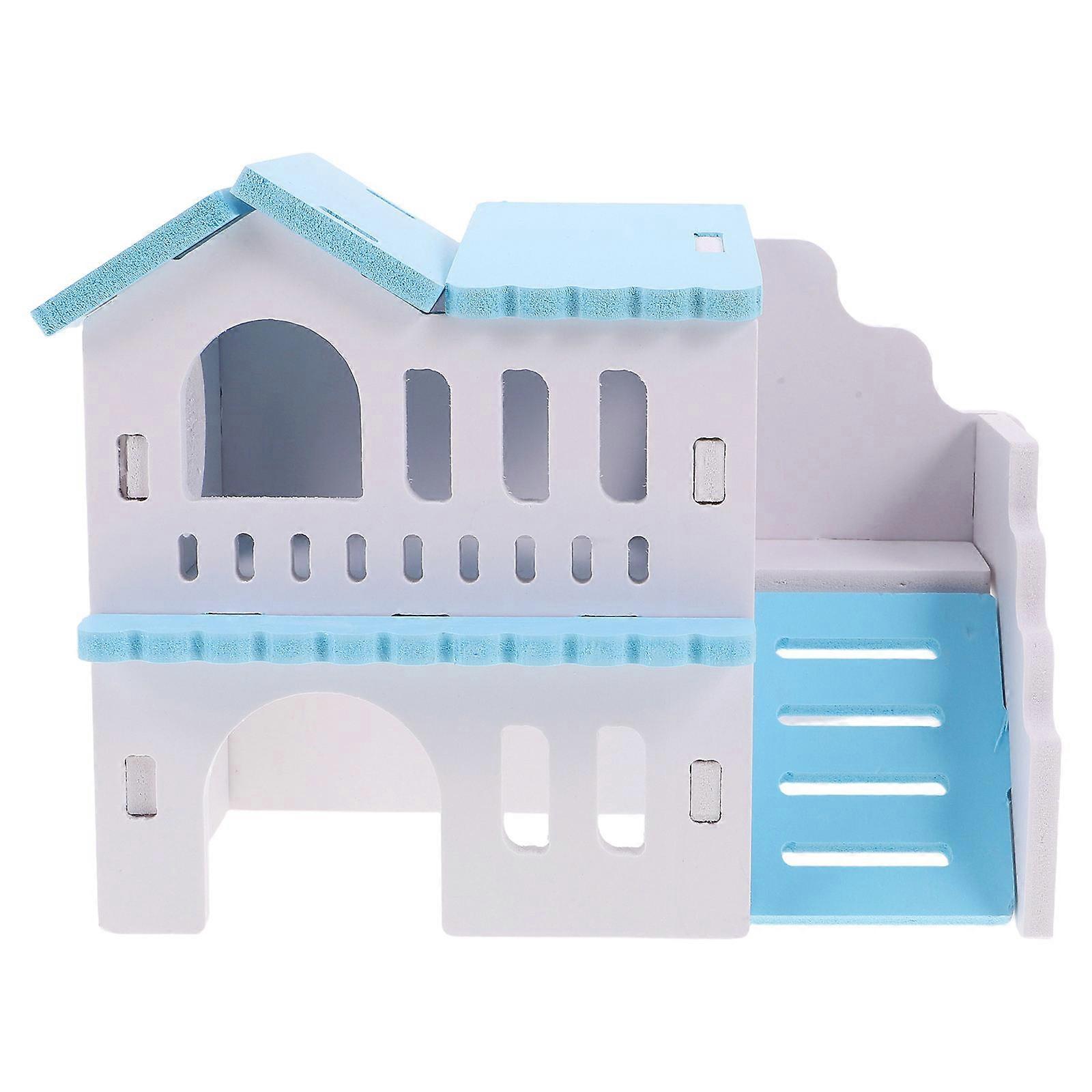 Hamster House Wooden Hideout with Balcony for Pet Use
