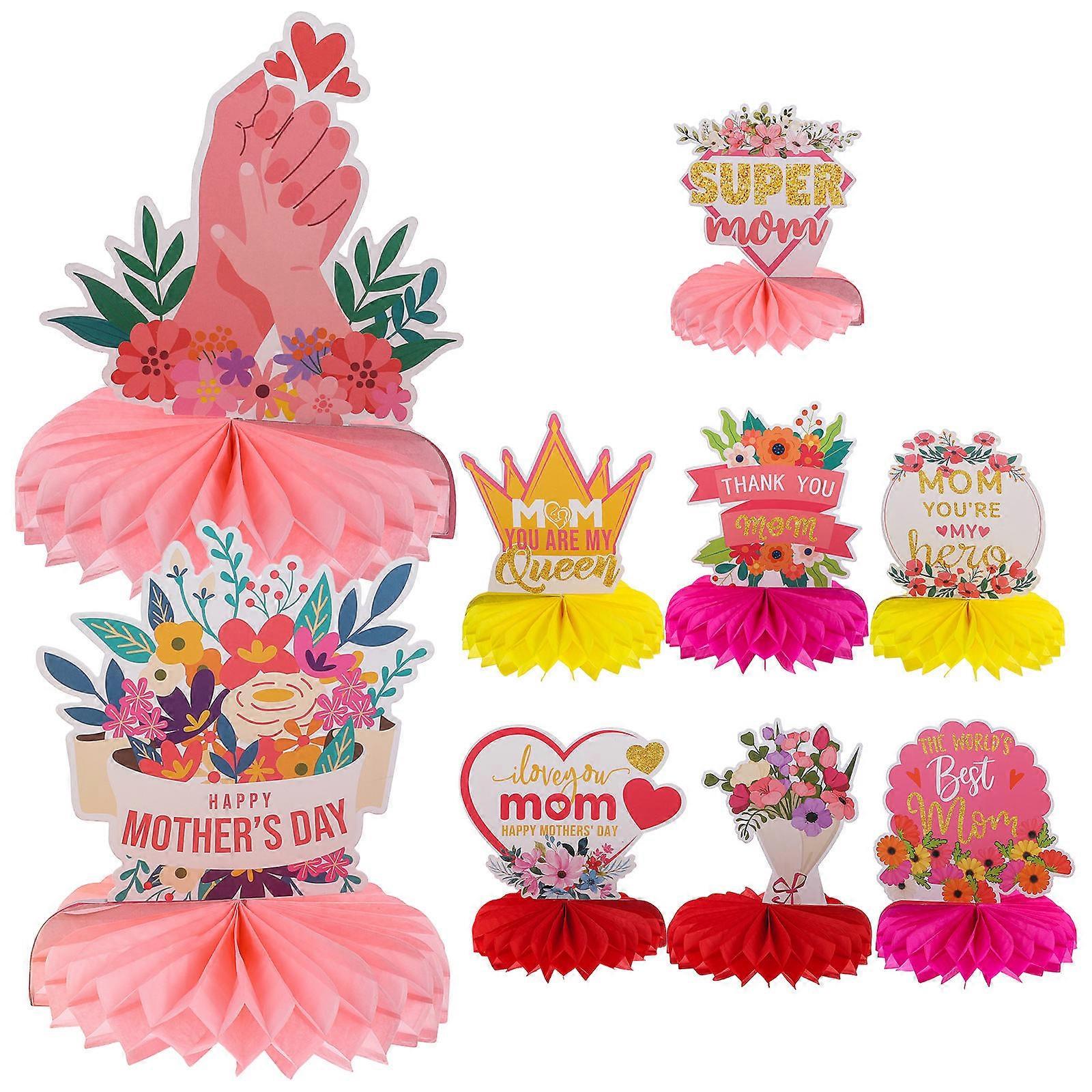 Paper Honeycomb Ball Decorations for Mother's Day 9Pcs Party Table Centerpieces