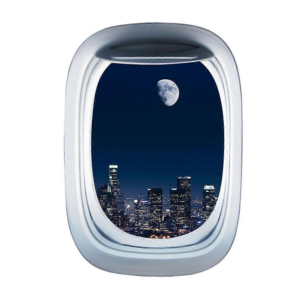 Door Wall Decal Three-Dimensional Porthole Night Scene 3Pcs