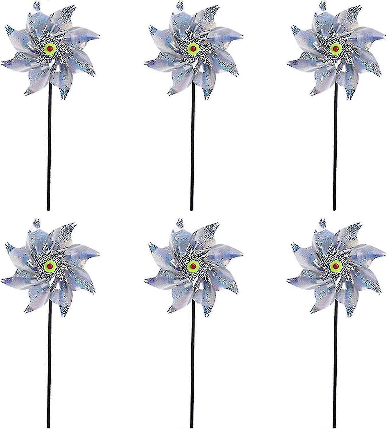6 Pack Pinwheels Bird Repellent, Windmill Reflector, Laser Reflective Windmill Bird Deterren