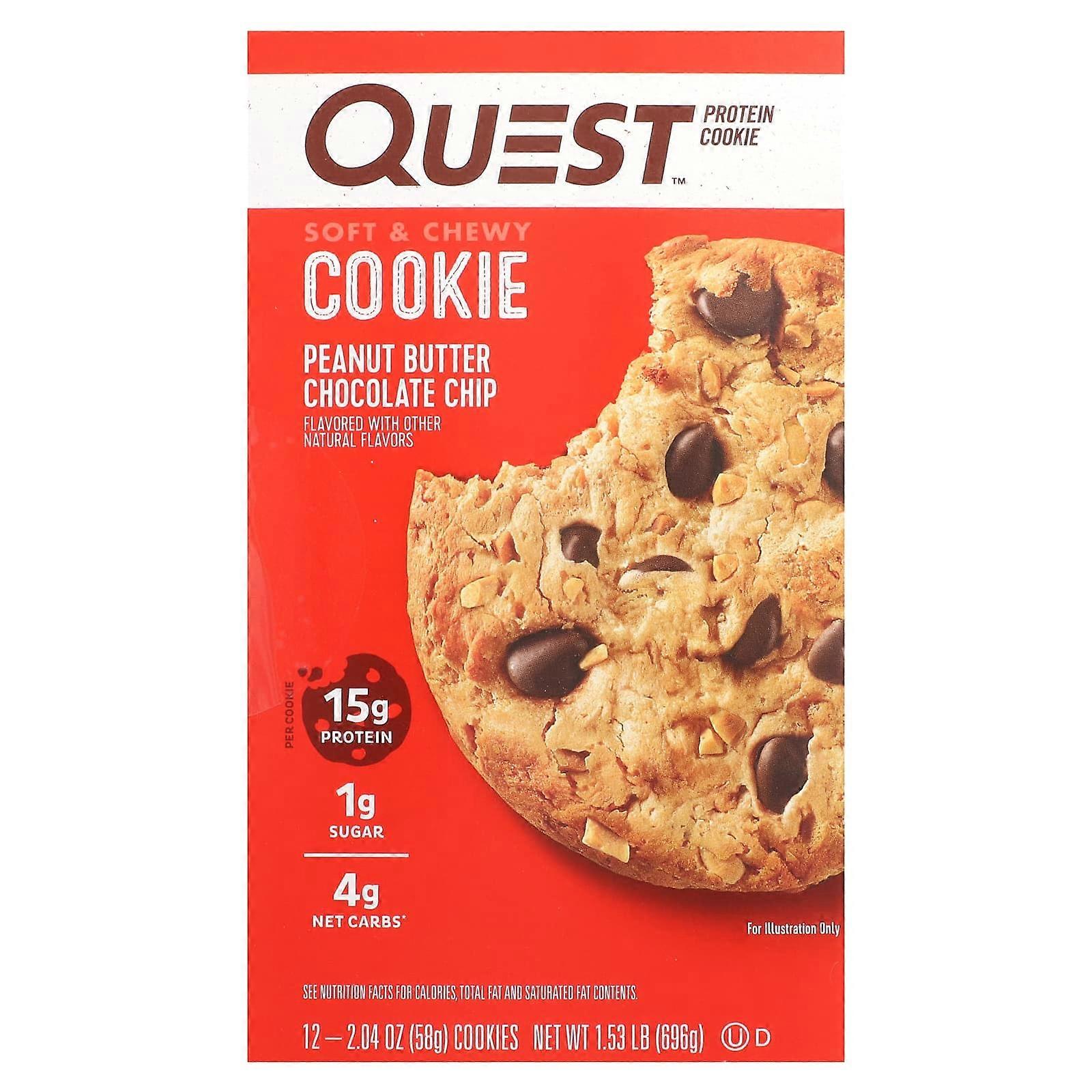 Protein Cookie, Peanut Butter Chocolate Chip, 12 Cookies, 2.04 oz (58 g) Each