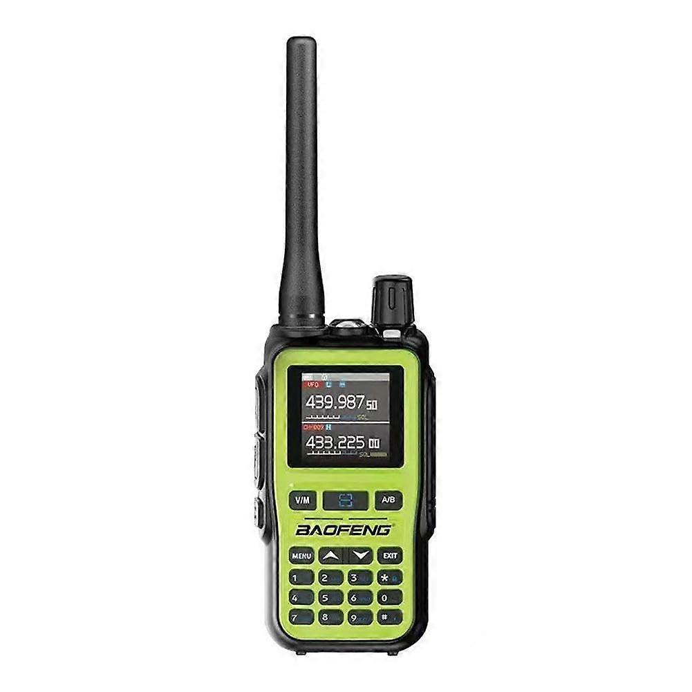 UV5R Mini Bluetooth Enabled Walkie Talkie NOAA Weather Alerts TypeC IP55 Outdoor Radio 5W Green