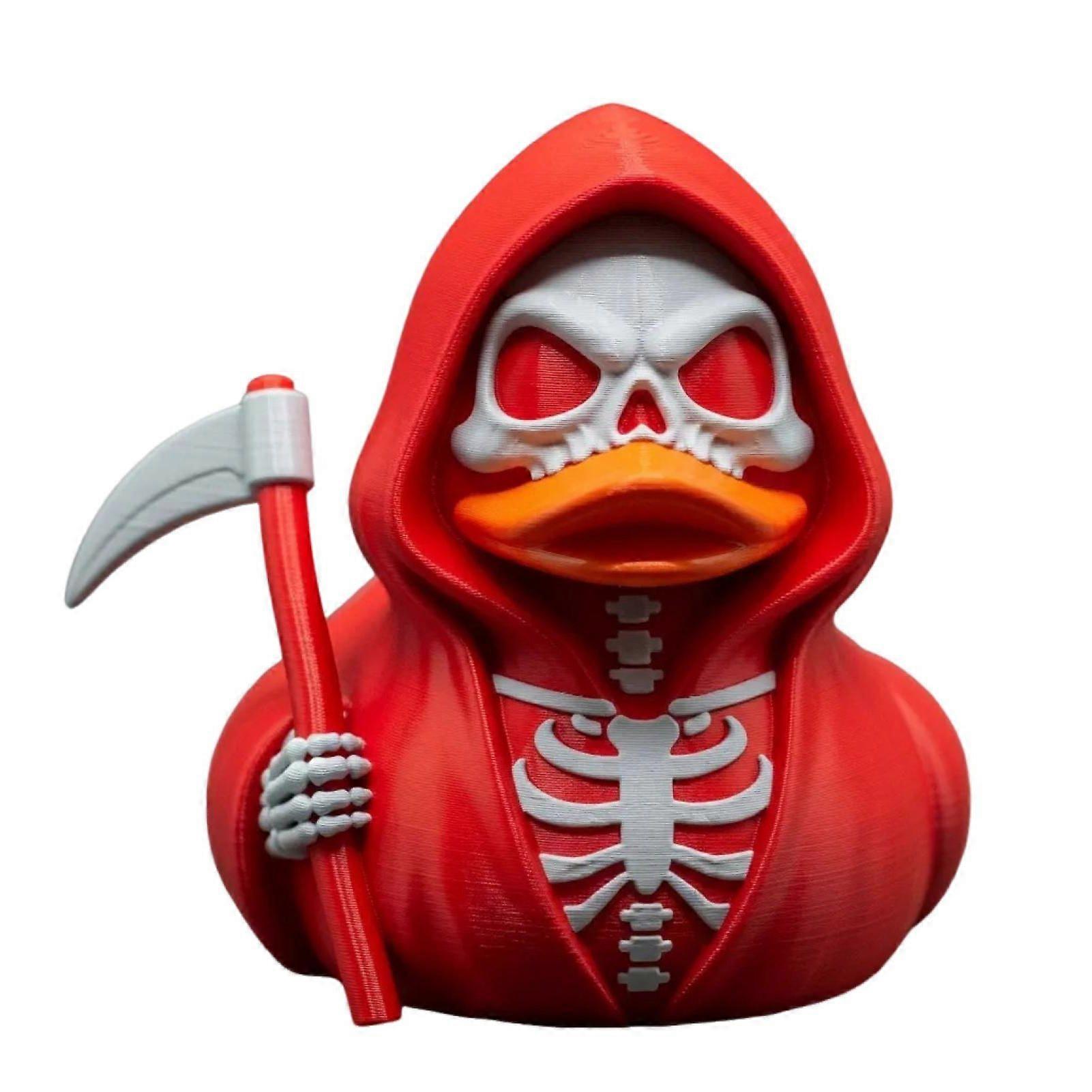 Jikaixiang Scythe Skeleton Duck Figurine Resin Gothic Duck Ornament Skeleton Duck Collectible Statue for Halloween Decor Home Office Desk