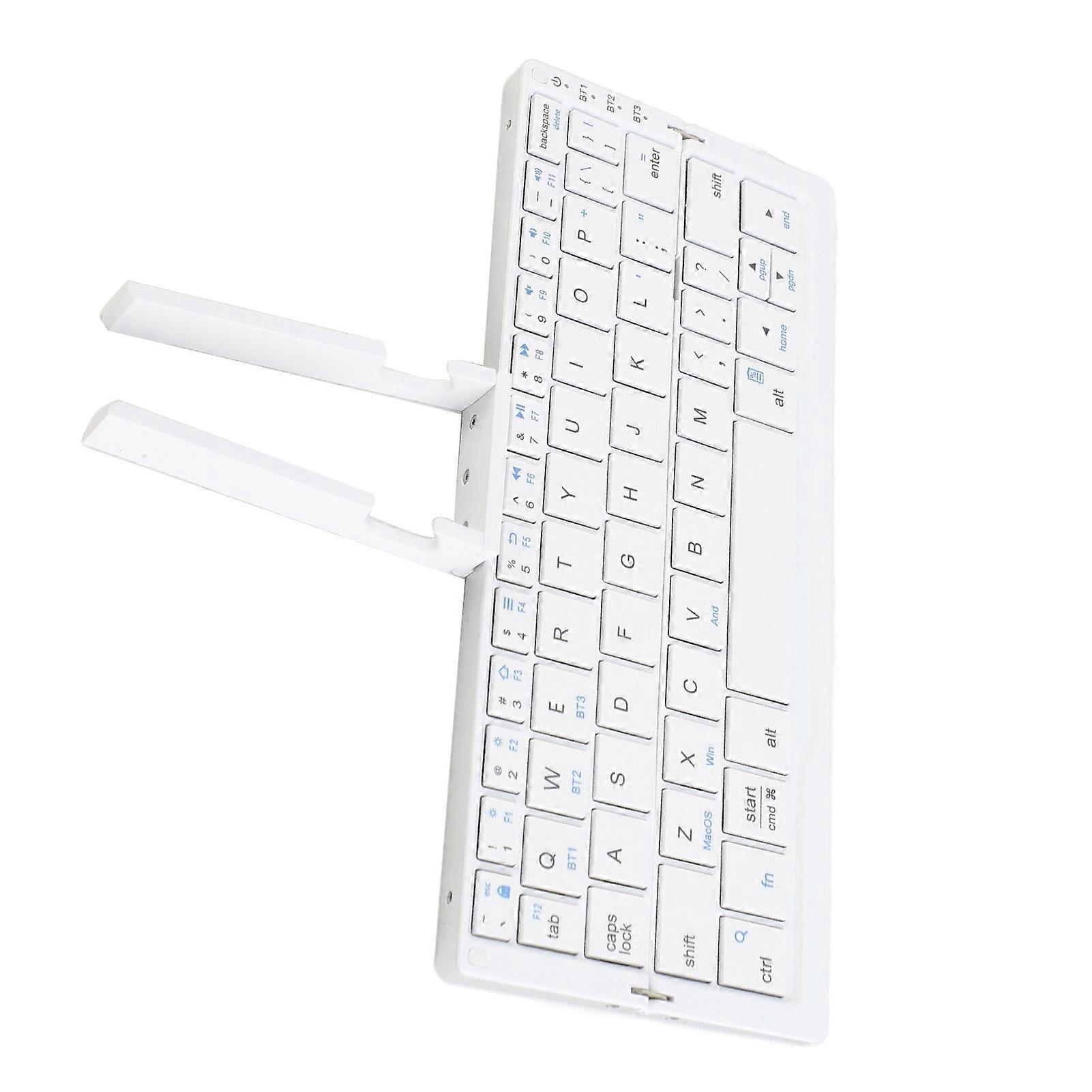 Portable Keyboard Bluetooth Rechargeable Folding Keyboard for Android Tablet Phone Laptop Silver White 