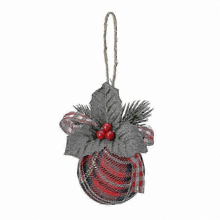 Handcrafted Christmas Ball Pendant with Scotland Fabric Design for Hanging Decor