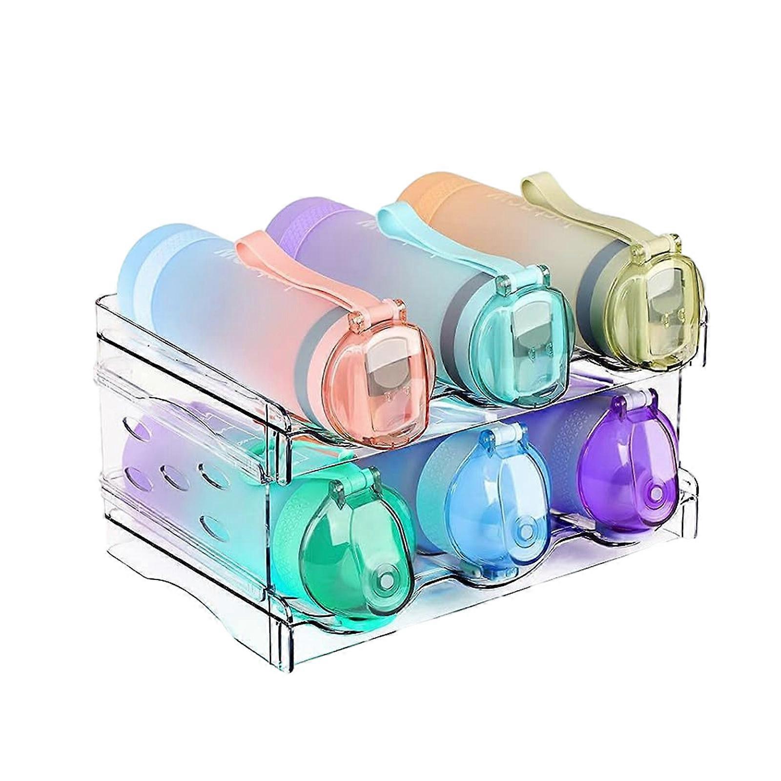 Multifunktionell vattenflaskorganisatör 3 nivåer kök praktisk vattenflaskförvaring stapelbar vattenflaskorganisatör hylla flerfärgad