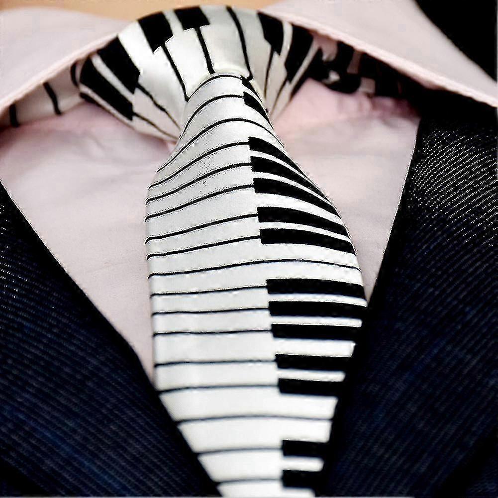 رجالي أسود وأبيض مفاتيح البيانو ربطة عنق نحيف ضيق حفل زفاف ربطة عنق هدية - Miao