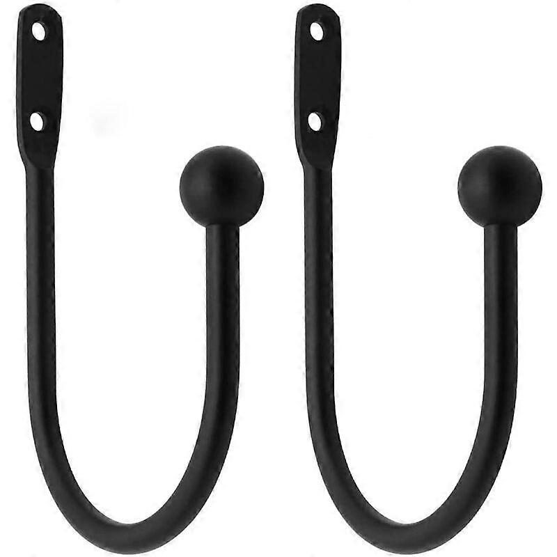 2 Pieces Curtain Drapery Holdbacks Decorative Window Hooks Curtain Tiebacks Metal Curtain Holdback Hooks for Heavy and Light Curtain Hooks Hook - Bla