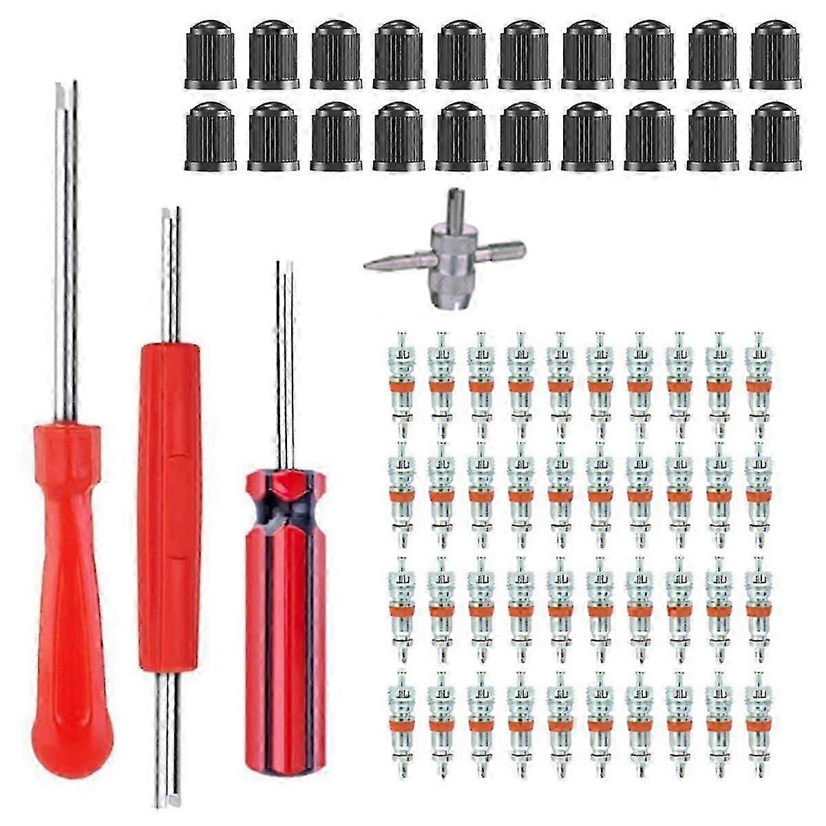 For 64-Piece Valve Core Removal Installation Kit - Valve Core Removal Tool, Valve Cap, Valve Installation Kit, Complete Set