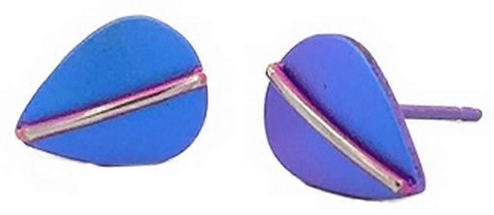 Ti2 Titanium Jungle Leaf Stud Earrings - Purple