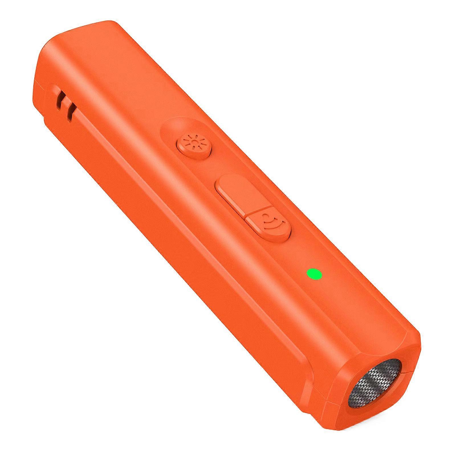 Handheld Anti Bark Ultrasonic Trainer Barking Device with USB Rechargeable Charging Cable for Pet Behavior Correction  Orange