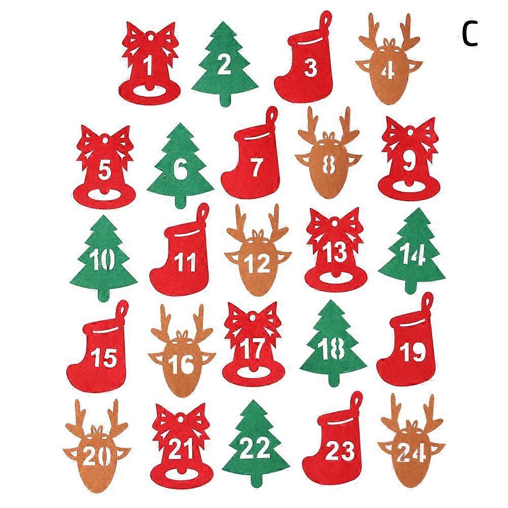 Self Adhesive Package Label Countdown Biscuit Package Gift Felt Sticker Advent Calendar Number Xmas Ornament Christmas Label