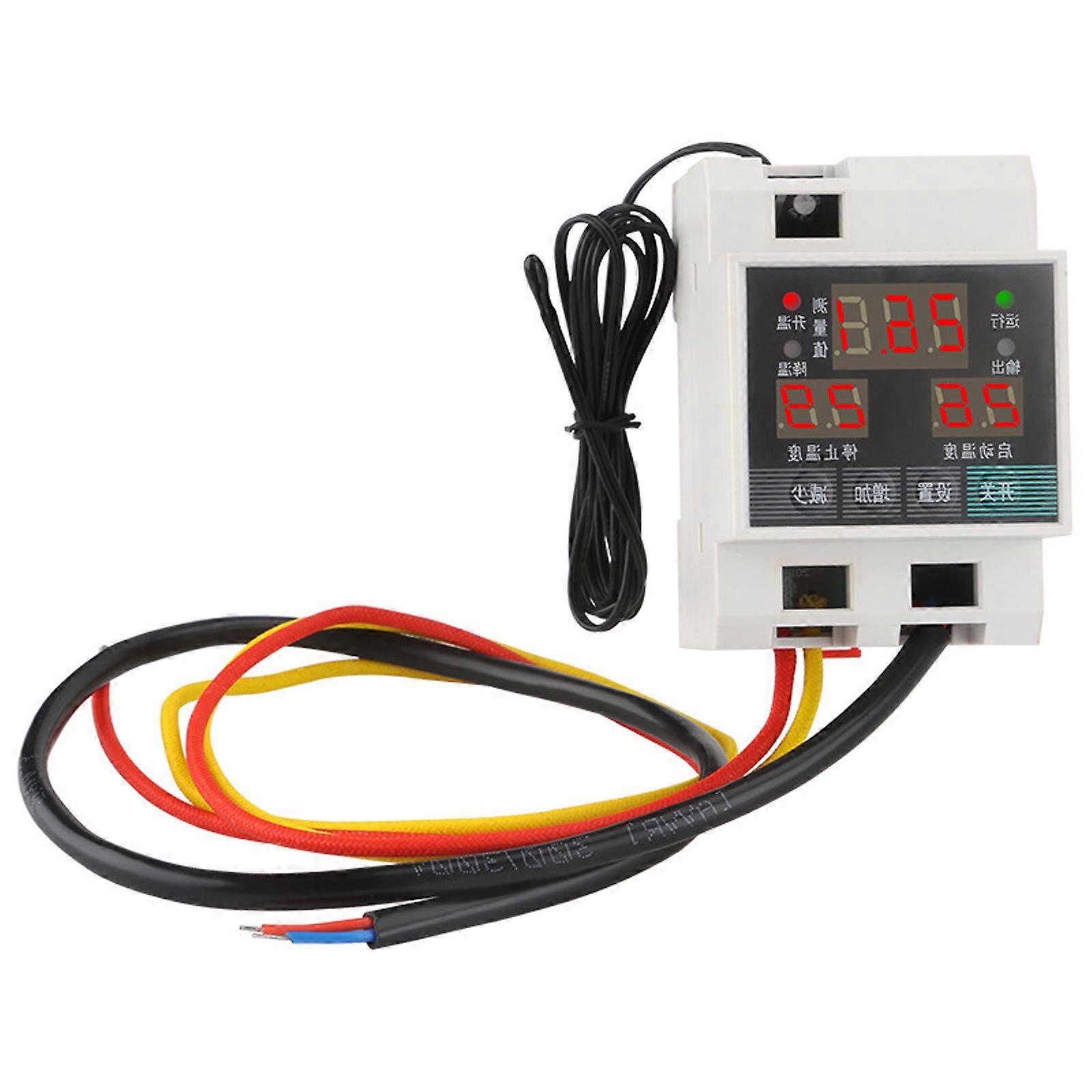 Temperature Controller Thermostat 3 Independent Displays DIN Rail Mounting PID Switches Control Multicolor