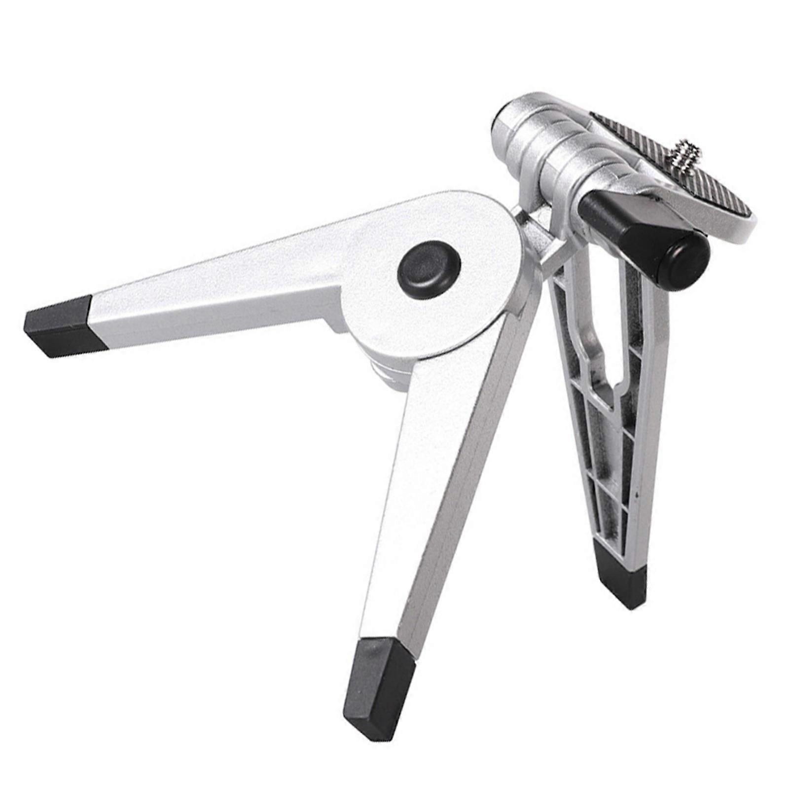 Compact Lightweight Desktop Tripod Featuring 180° Rotation Stable ABS Metal Base Suitable for Cameras Phones Photography  Sliver