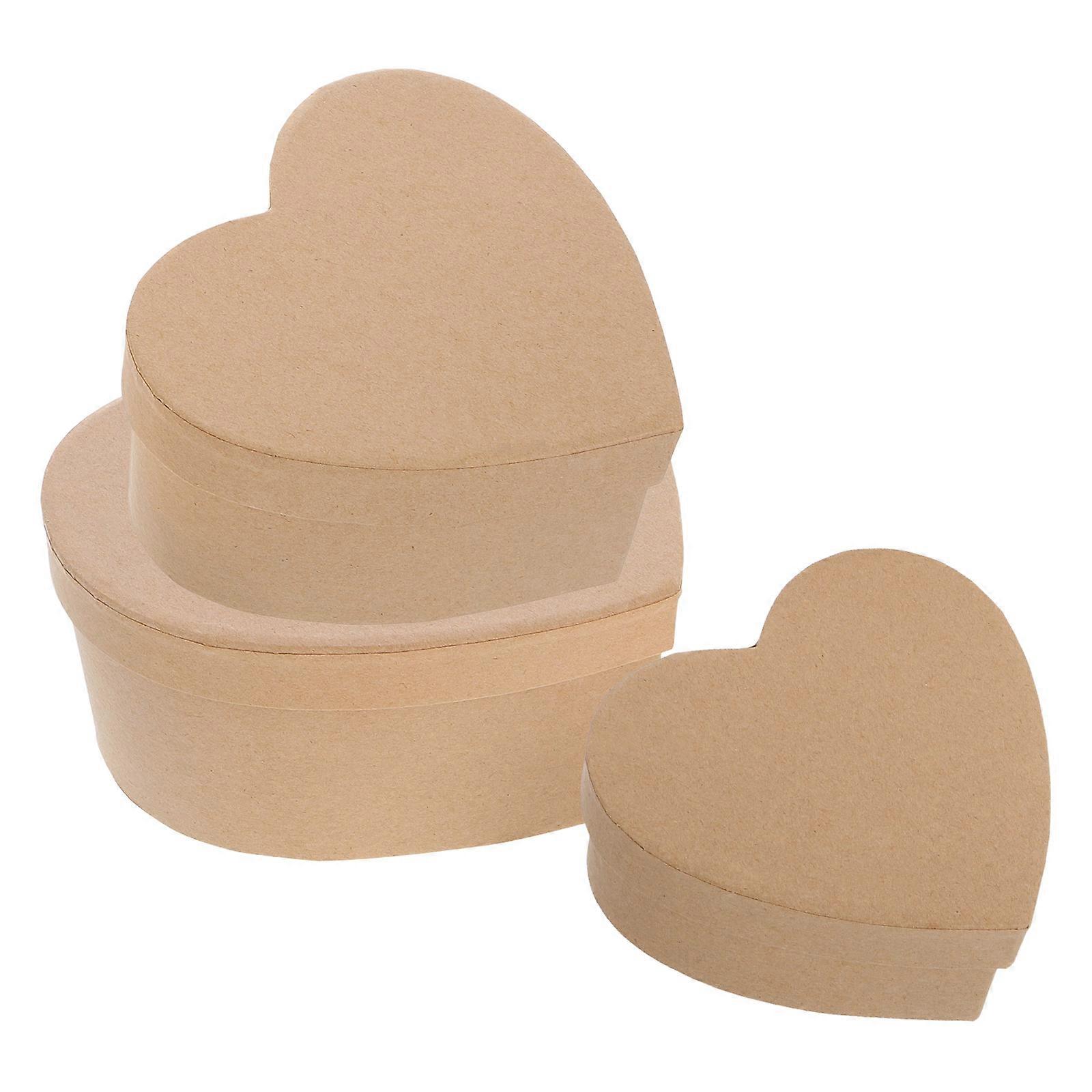 DIY Heart Shaped Paper Box with Lid for Popcorn Collection 3Pcs Set