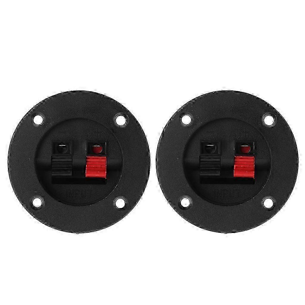 Round Speaker Plate Terminal Strip Board 4 Way Stereo 2 Position Amplifier Spring Jointing Clamp Test Clip Spring Black