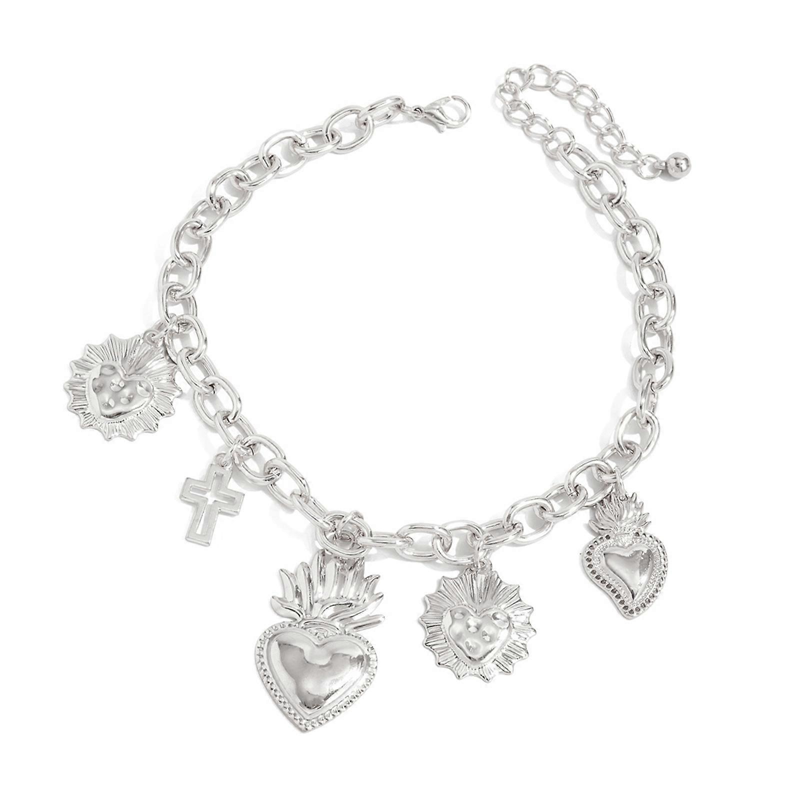 Modern Heart Meet Charm Pant Chain Thin Mixture Modifiable Suitable Everyday Outfits  Silver