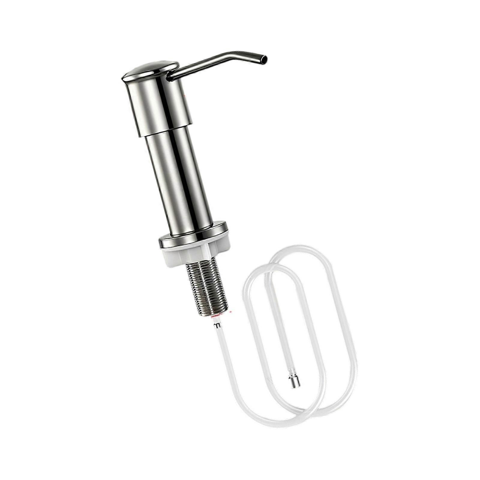 Strong Steel Sink Soap Dispenser with Universal Mounting System & Smooth Press Pump Operate Suitable for Household  Bright silver