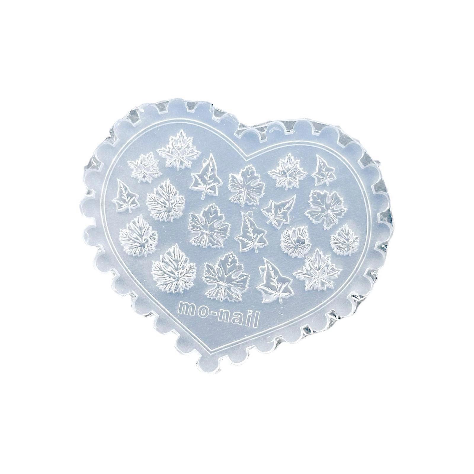 Reusable Nail Art Stencil Silicone Mold With Nature Inspired Mushroom Maple Leaf Heart Patterns Multicolor