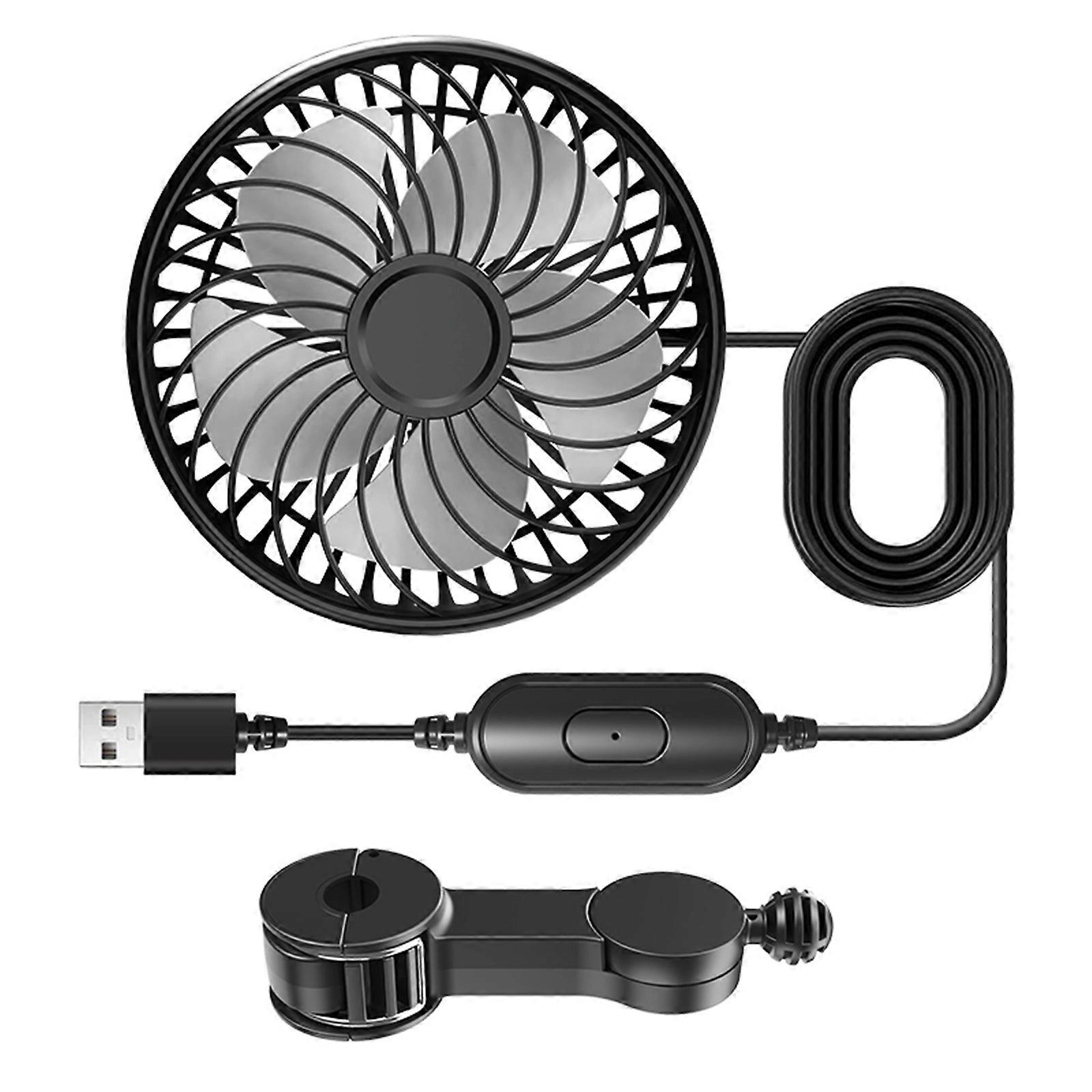 3 Speed Adjustable USB Car Backseat Cooling Fan With Flexible Mounting USB Fan For Sedans Trucks Buses Multicolor