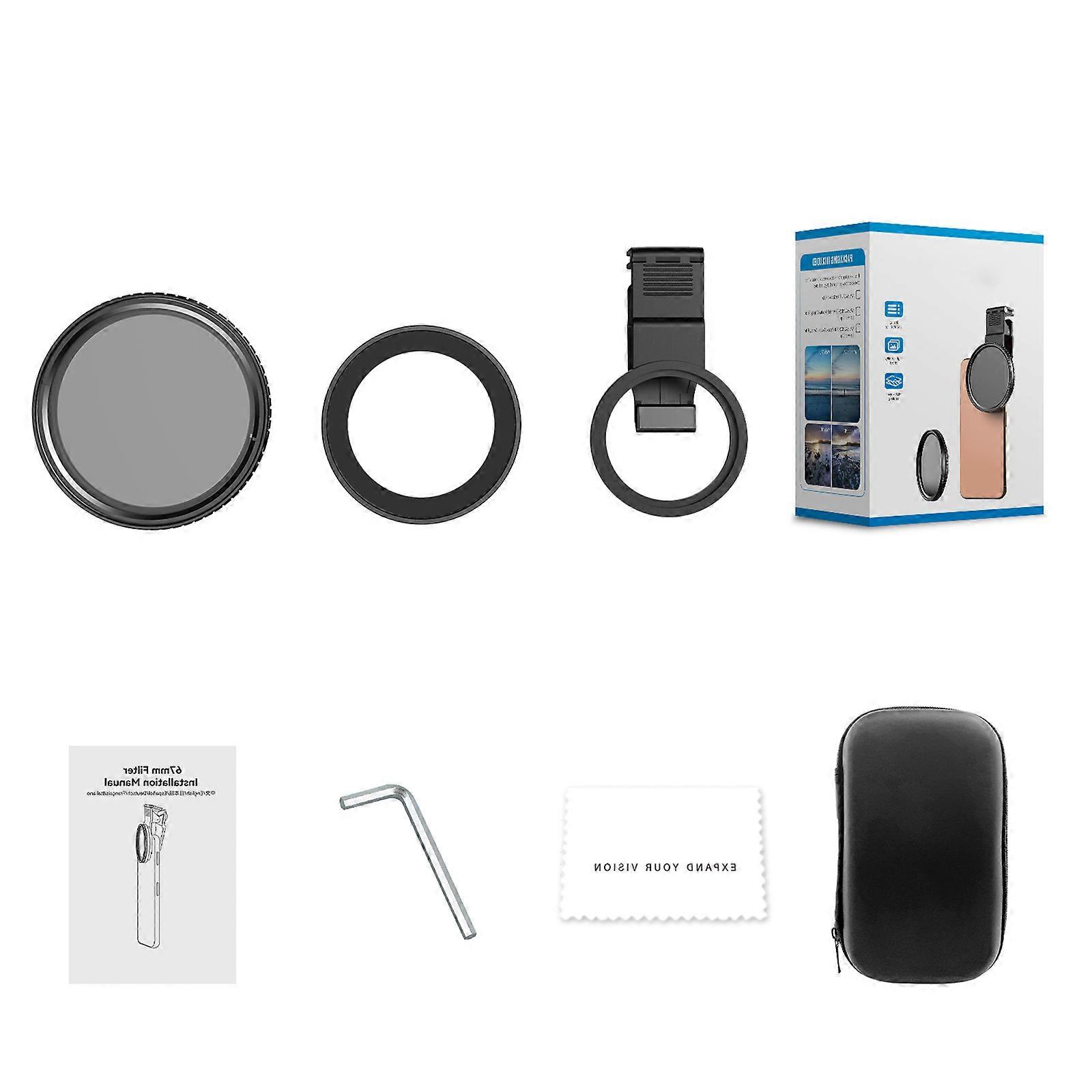 Phone Camera Lens ND Filter ND2-ND400 Lens Filter for Phone 16 15 Adjustable Neutral Density Filter with Cold Shoe Clip Multicolor