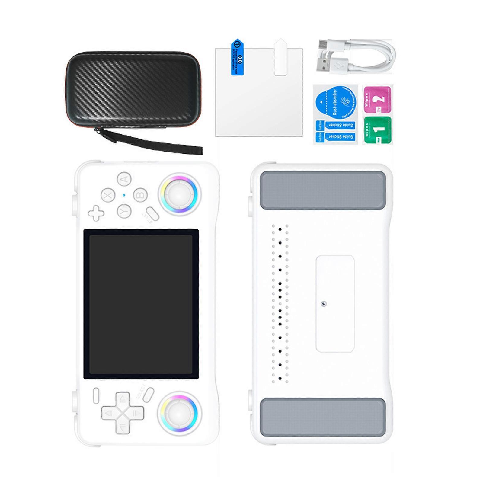 Lightweight Handheld Gaming Device 3.5 Inches Visuals 128GB Memory 18000 Preinstalled Optimized Battery Performances  White