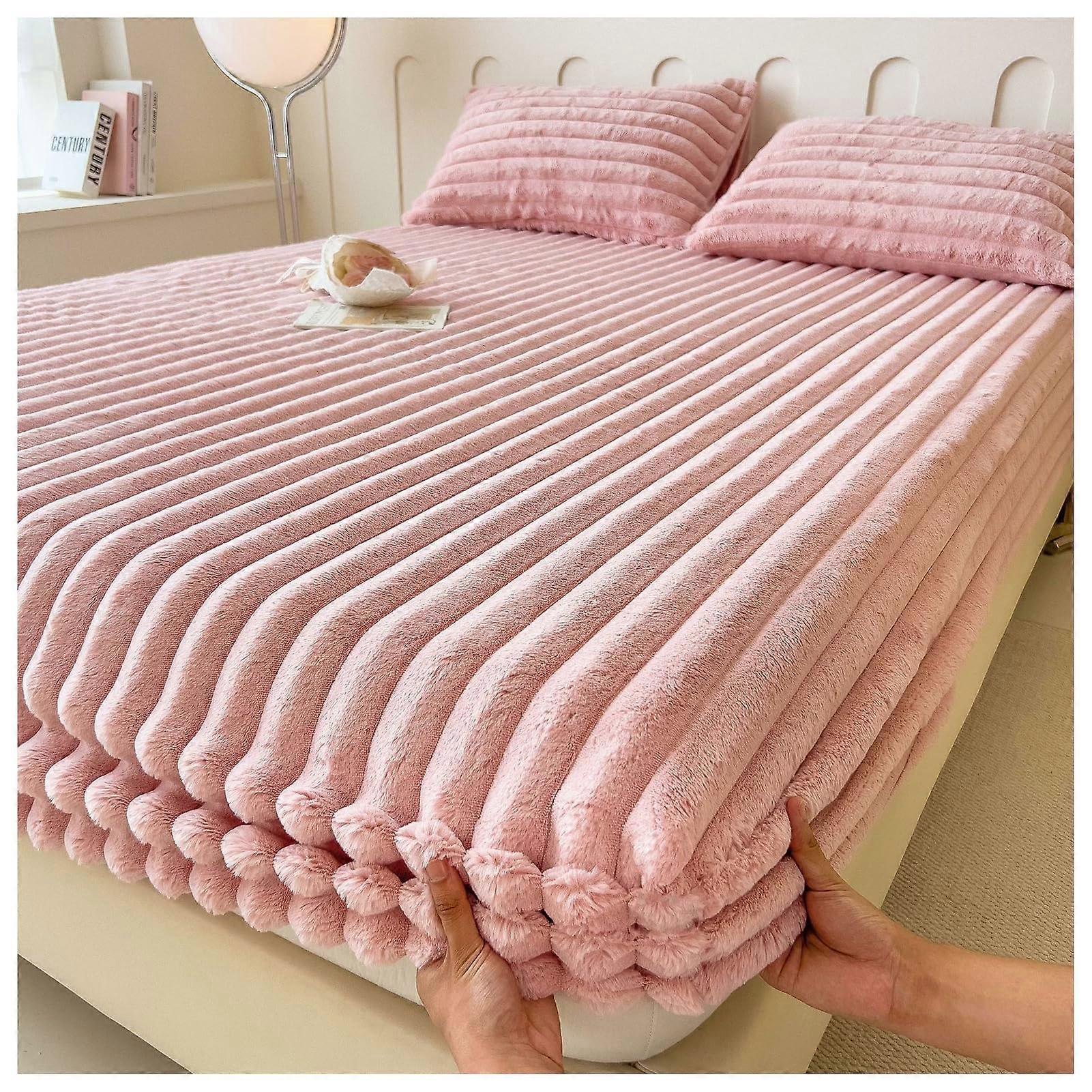 Soft Plush Fitted Sheet Elastic Mattress Protector Cozy Synthetic Bed Cover 90x200cm Bedding